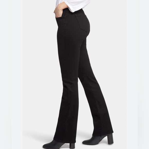 NYDJ Black High-Waist Straight-Leg‎ Stretch Tummy Tuck Jeans Women's Medium EUC - Picture 10 of 11